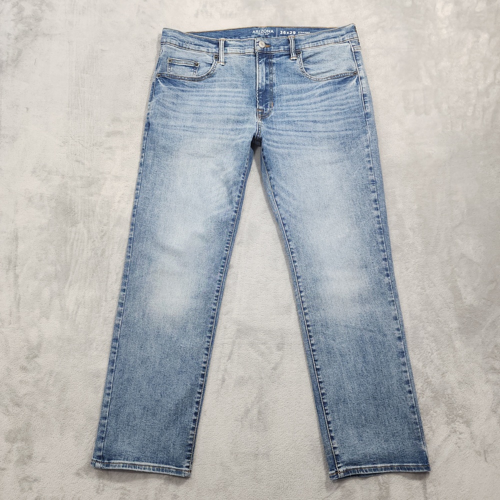 Arizona Jean Co Jeans Mens 36x29 Blue Light Wash Straight Stretch Denim Casual